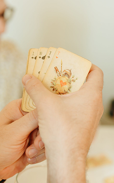 close up of a hand of cards